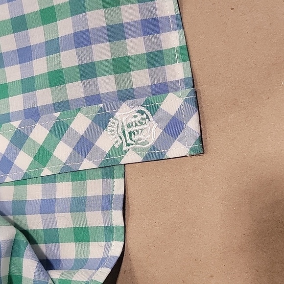 Talbots, Size 8 Blue, Green & White Checkered Sleeveless Shirt, Scalloped Edges - Picture 9 of 11